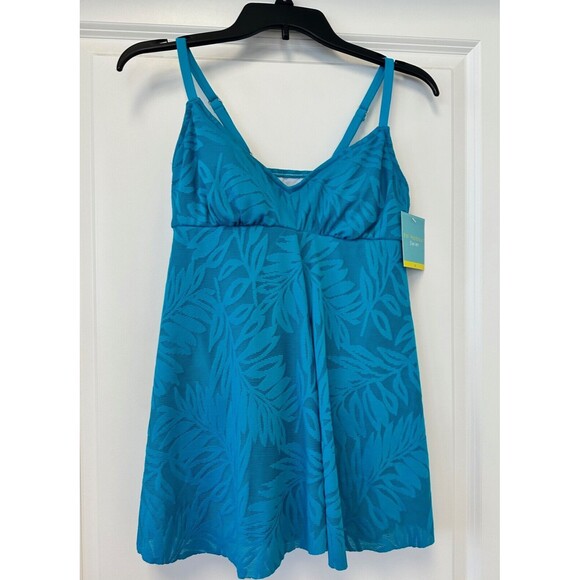 BAL HARBOUR Womens One Piece Swimsuit Tummy Control Hip Minimizer Turquoise 8 - Picture 1 of 6